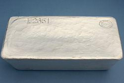 A JBR 1000 ounce Good Delivery 999 Silver bar.