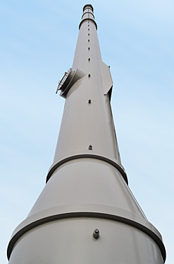 36.6 metre tall chimney for emissions from rotary kiln incinerator.